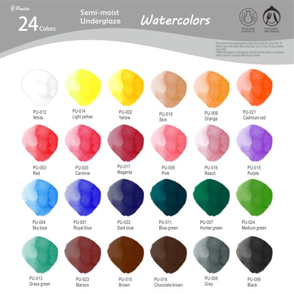 Underglaze Semi-moist Watercolor Set - 24 color